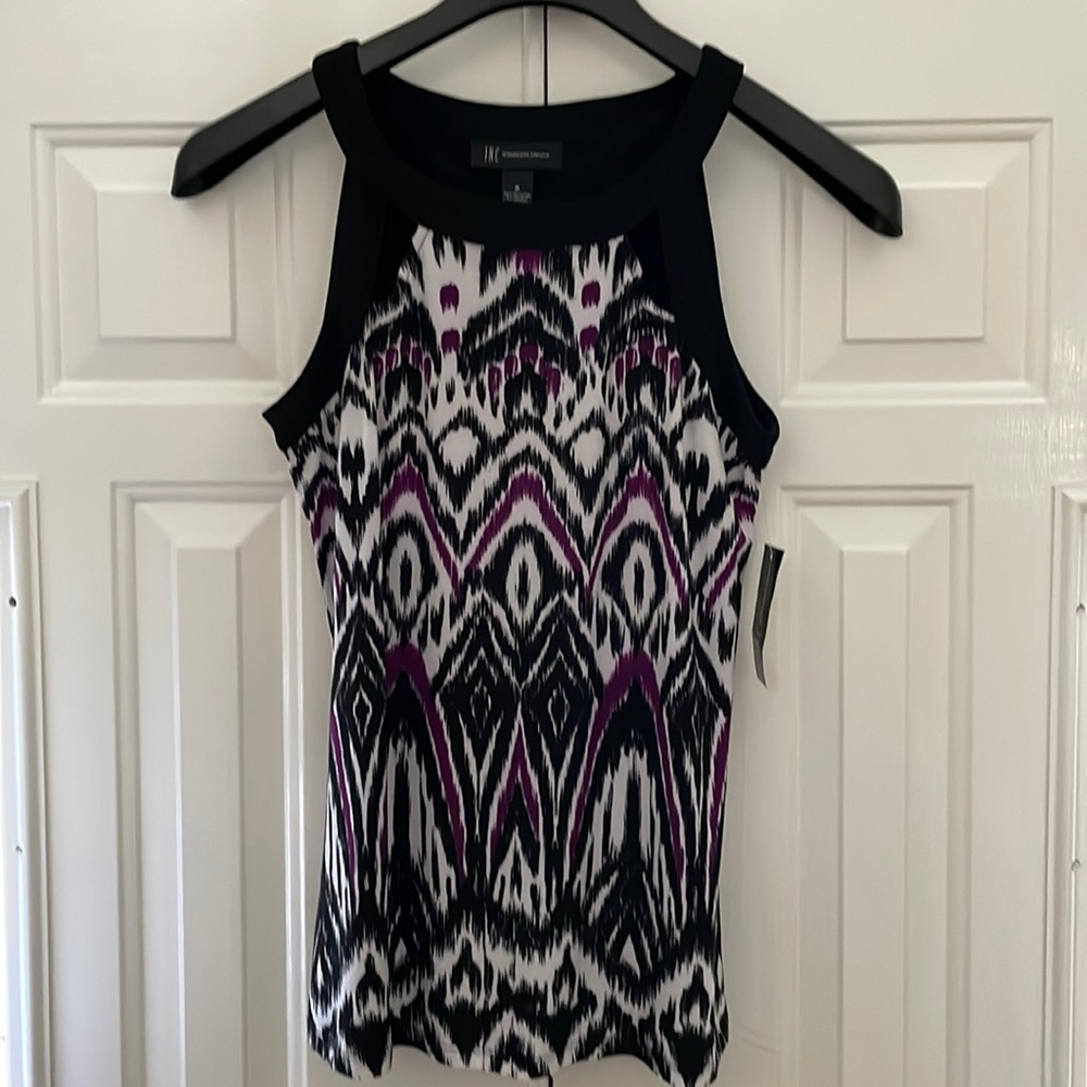 Womens tank blouse – black purple White- INC – New with tags.